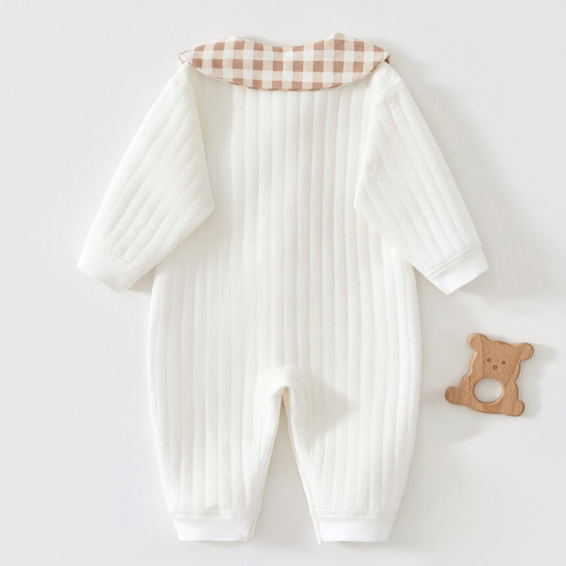 【BABY】冬新作北欧風蝶ネクタイ付きくま中綿カバーオールSK102614