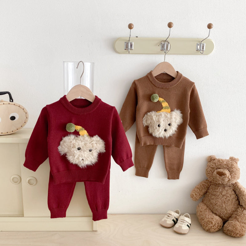 【BABY】立体ぬいぐるみ付きニットセットアップSK092405