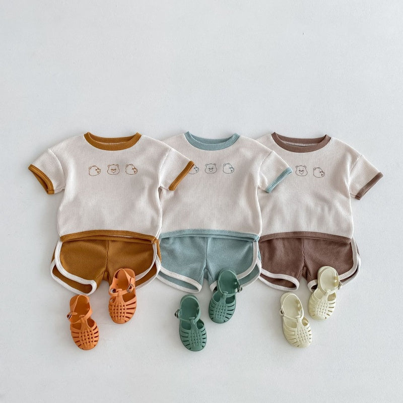 【BABY】夏新作 ワッフルくまセットアップSK091605