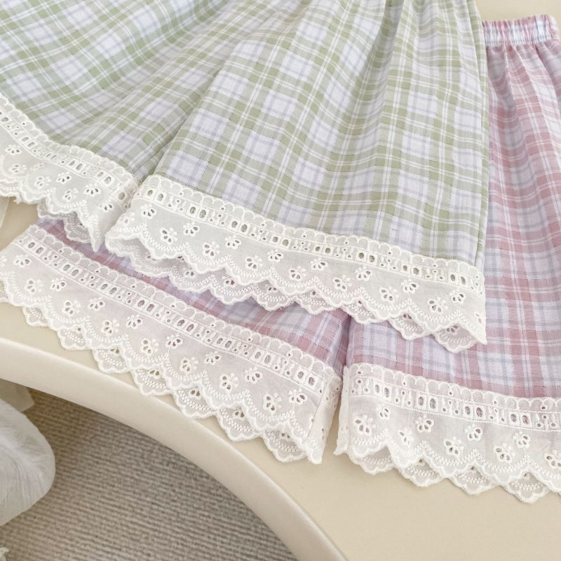 【BABY&KID】夏新作フリル襟チェックセットアップSK106406