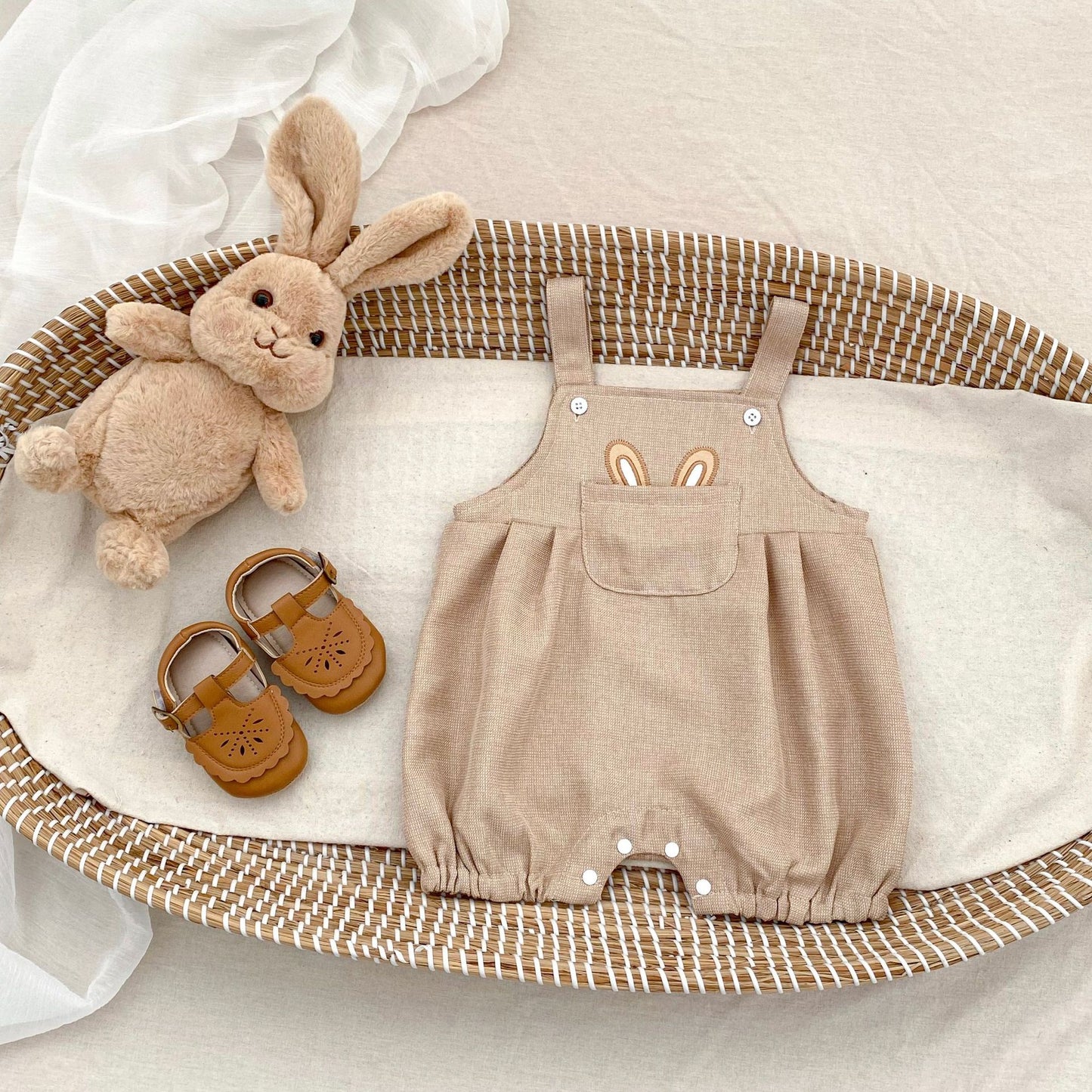【BABY】夏新作 ウサギ耳刺繡可愛いサロペットSK061713