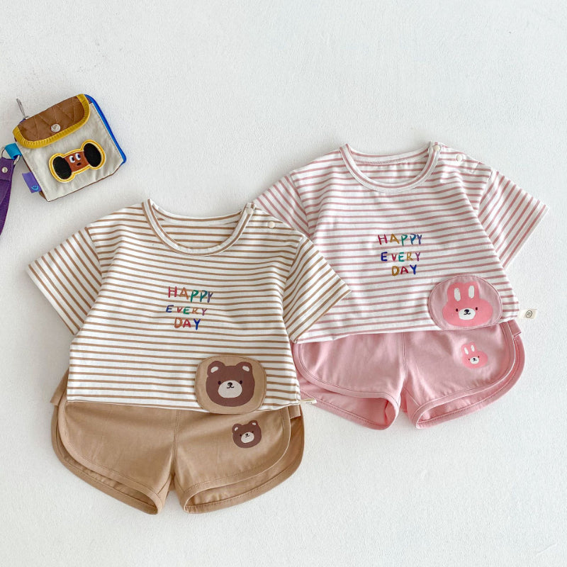 【BABY&KID】夏新作 Happy every dayボーダーセットアップSK070215