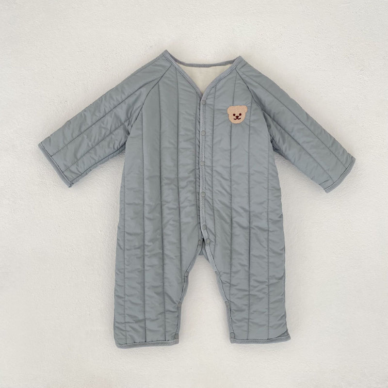 【BABY】冬新作 クマ刺繍キルトカバーオールSK102407