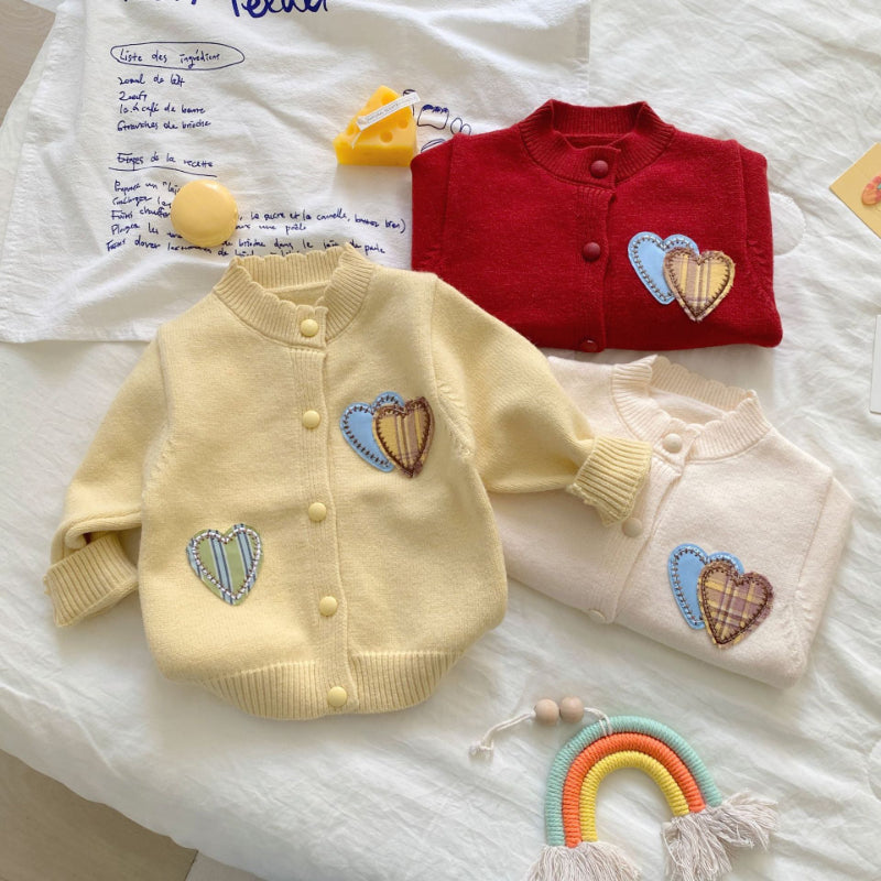 【BABY】ハートカーディガン&ニットパンツセットアップSK092907