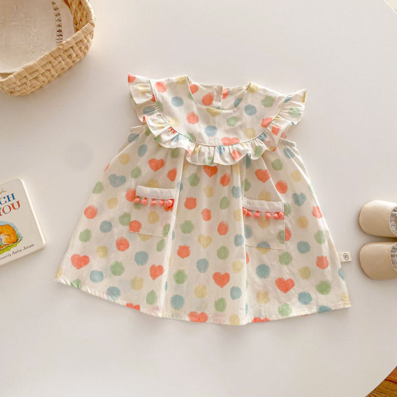 【BABY&KID】夏新作 カラフルドットワンピースSK070503