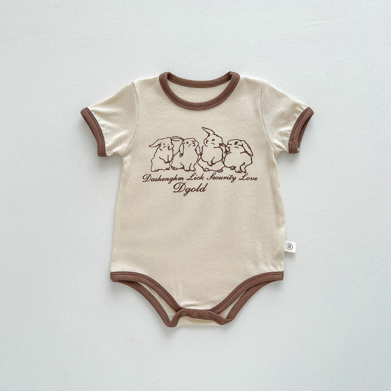 【BABY】夏新作 カートゥーンうさぎ柄ロンパースSK091323