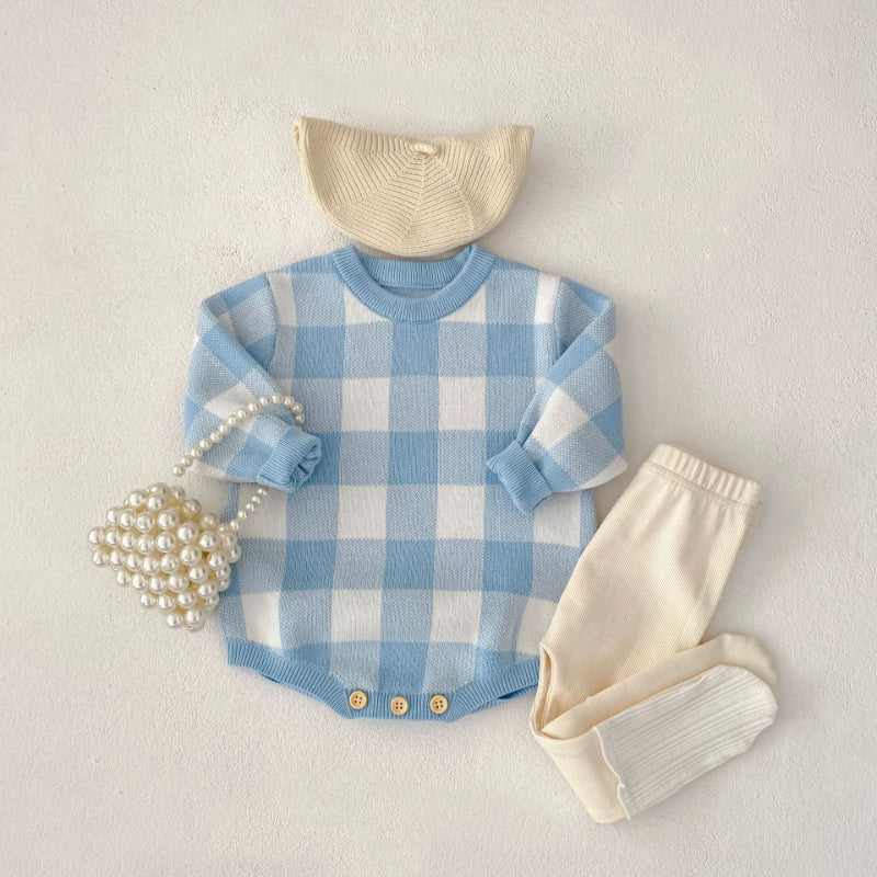 【BABY】ブルーチェックロンパースSK100602