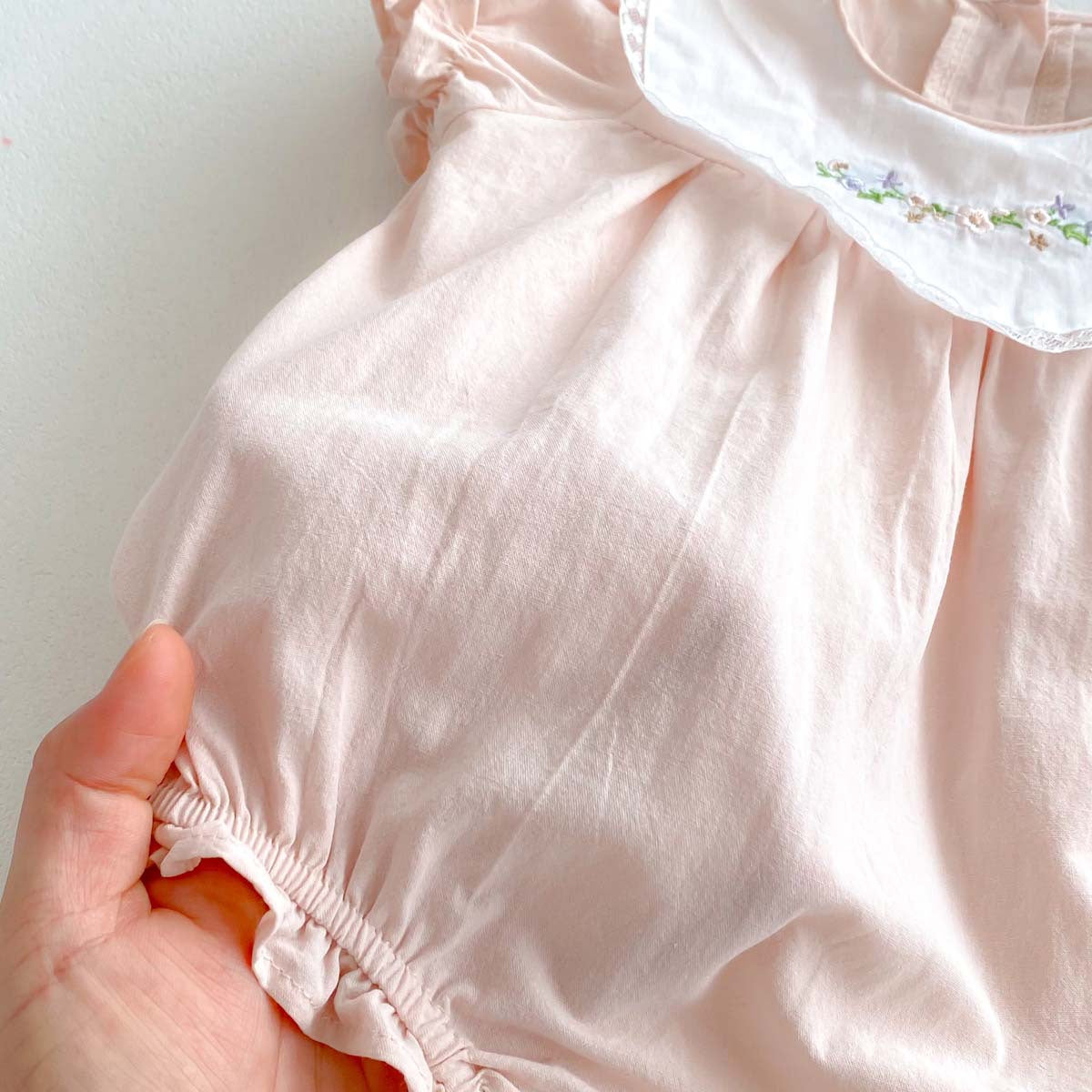 【BABY】夏新作 ピンク刺繍プリンセスロンパースSK062307