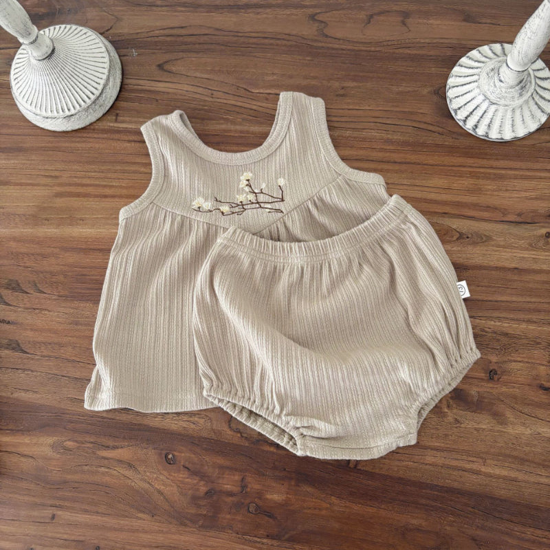 【BABY】夏新作 ノースリーブ刺繍セットアップSK091120
