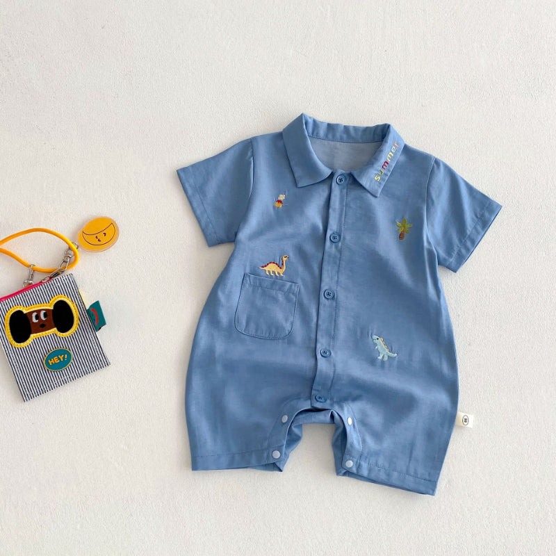 【BABY】夏新作 韓国風恐竜刺繍ロンパースSK070105