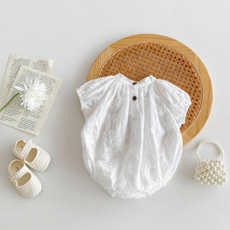 【BABY】夏新作 フラワー刺繍ロンパースSK092616