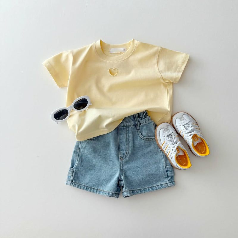 【BABY&KID】夏新作 ハート刺繍Tシャツ(ボトムス別売り)SK082203