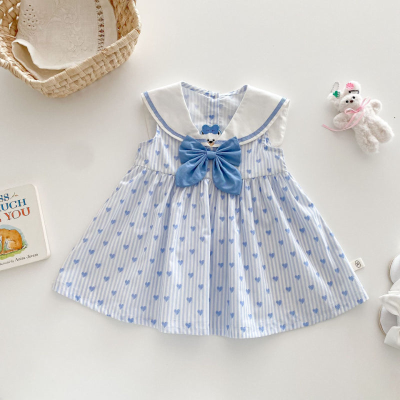 【BABY&KID】夏新作 ハートネイビーセーラーワンピースSK070509