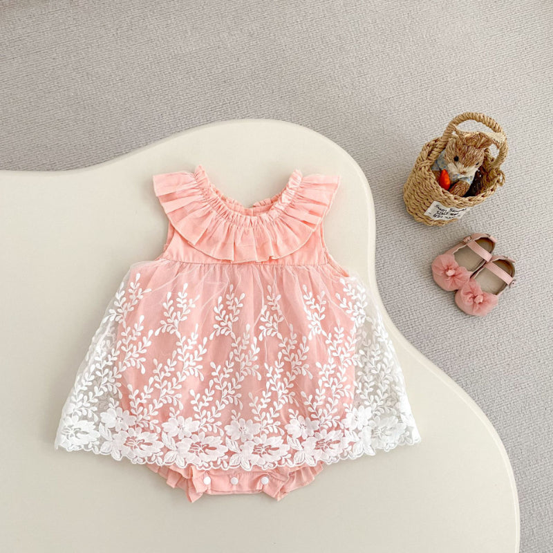 【BABY】夏新作 刺繍ソフトチュールロンパースSK081605