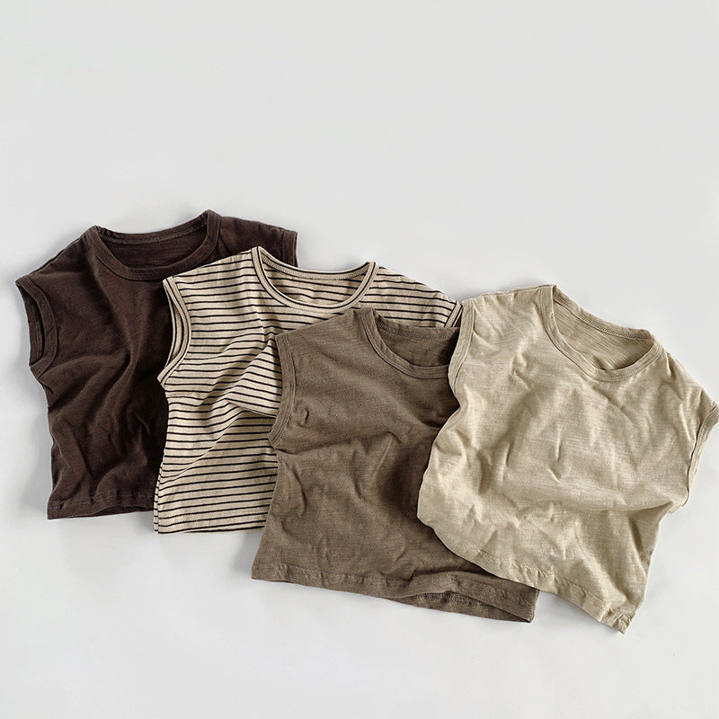 【BABY&KID】夏新作 ノースリーブボーダーTシャツSK080812