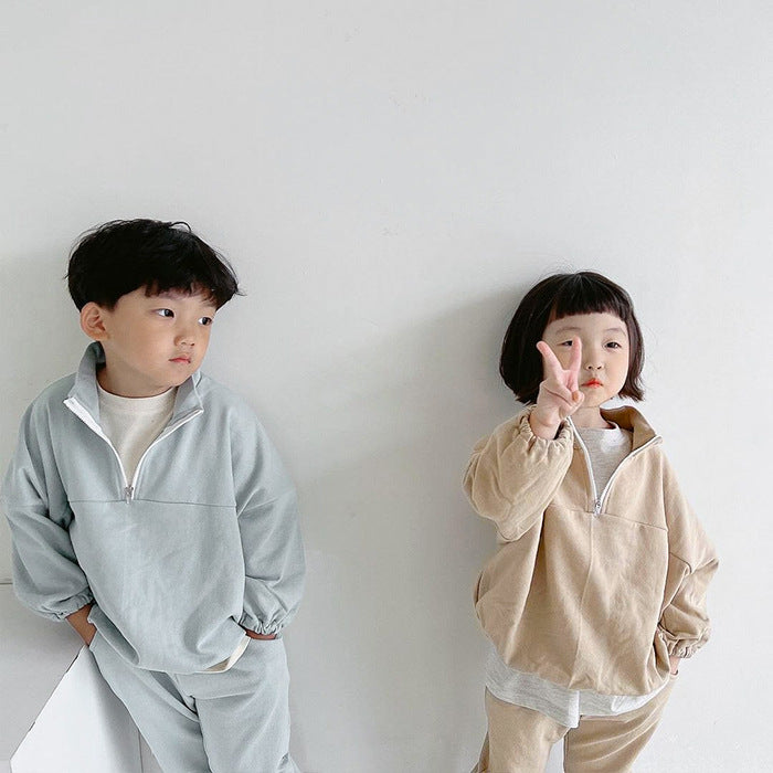 【BABY&KID】ハイネック暖かいオシャレセットアップSK030314