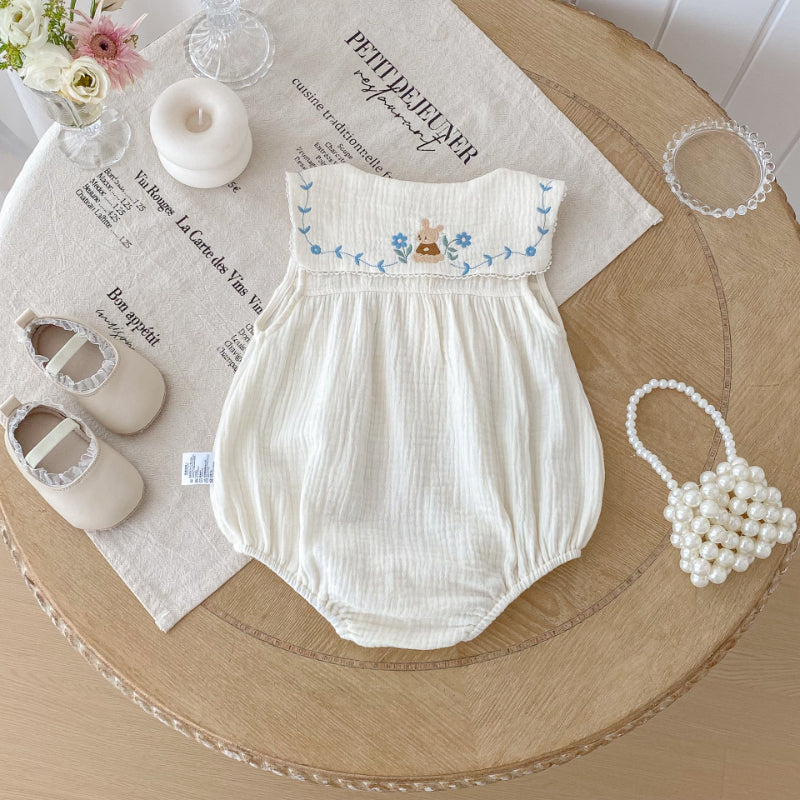 【BABY】夏新作 くま刺繍ロンパースSK092207