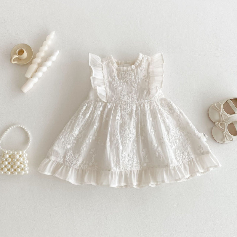 【BABY&KID】夏新作 無地レース刺繍ワンピースSK070510