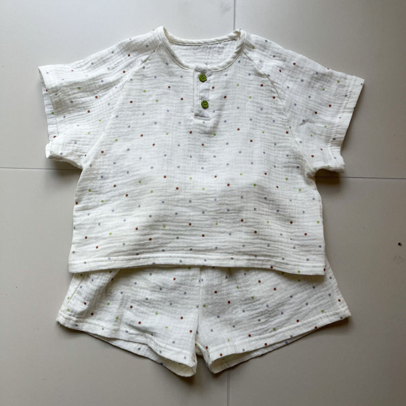 【BABY&KID】夏新作 純綿ガーゼドット柄スーツSK063019