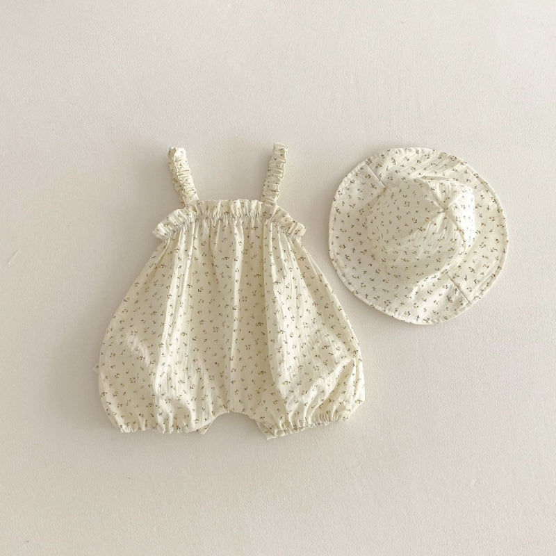 【BABY】夏新作 総柄ふわふわサロペット&帽子SK072206