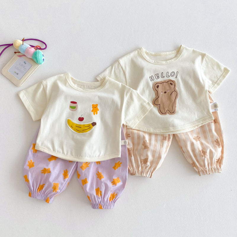 【BABY&KID】夏新作 Helloベア可愛いセットアップSK072009