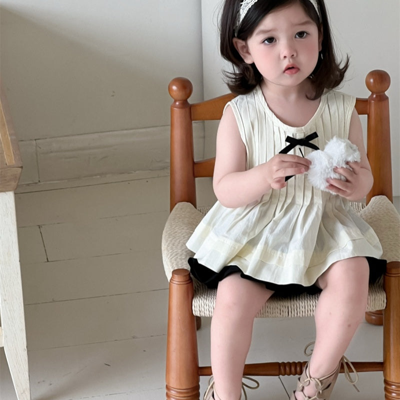 【BABY】夏新作 ダブル蝶結びブラウス、フリルショートパンツSK092219
