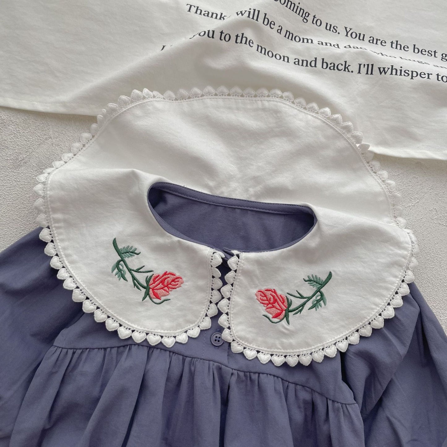 【BABY】花刺繡襟ワンピース風ロンパースSK022602