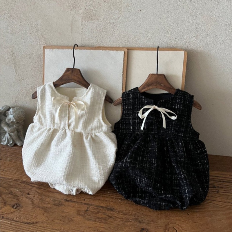 【BABY】リボン付きノースリーブロンパースSK030810