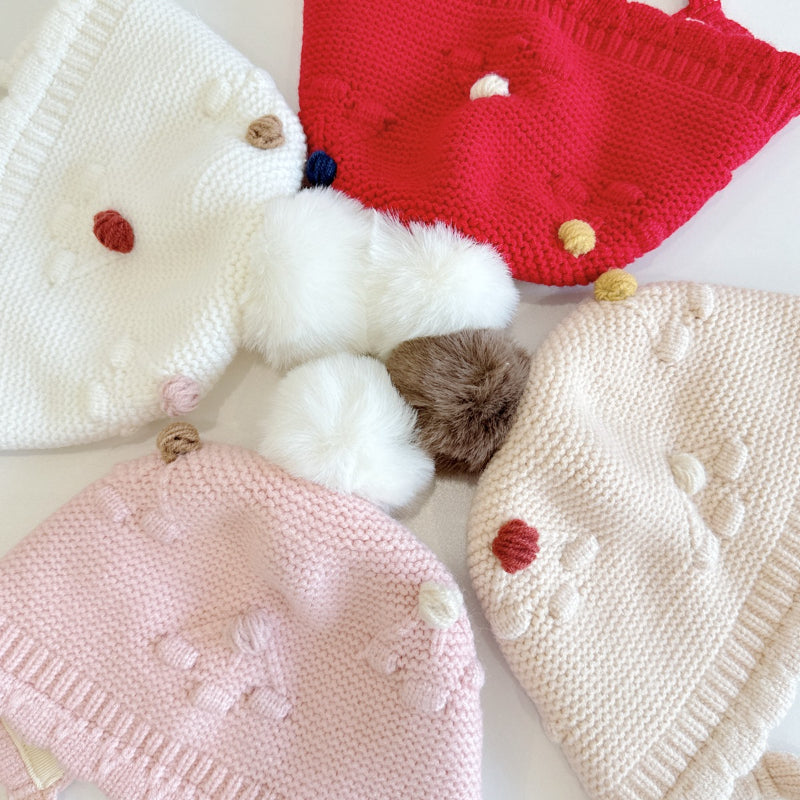 【HAT】波型ポンポンニット帽子SK101607
