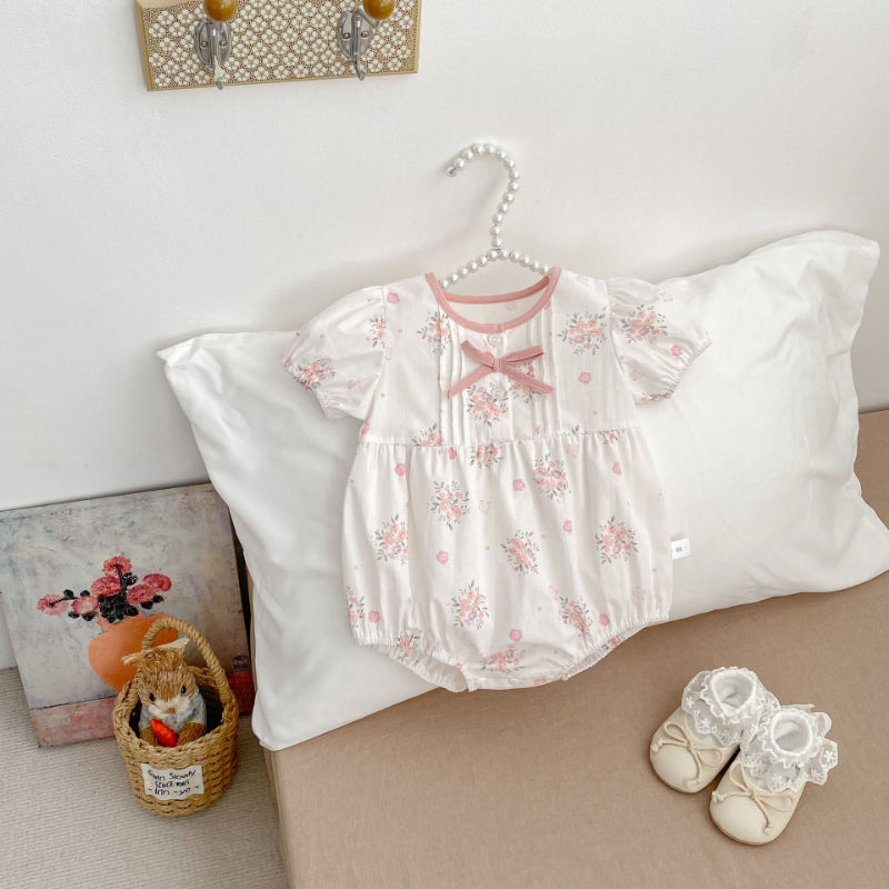 【BABY】夏新作 リボン付き小花ロンパースSKO70705
