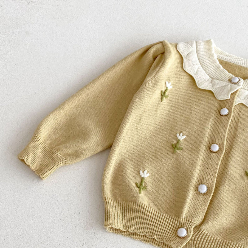 【BABY】フリル襟刺繍ニットカーディガンSK092425