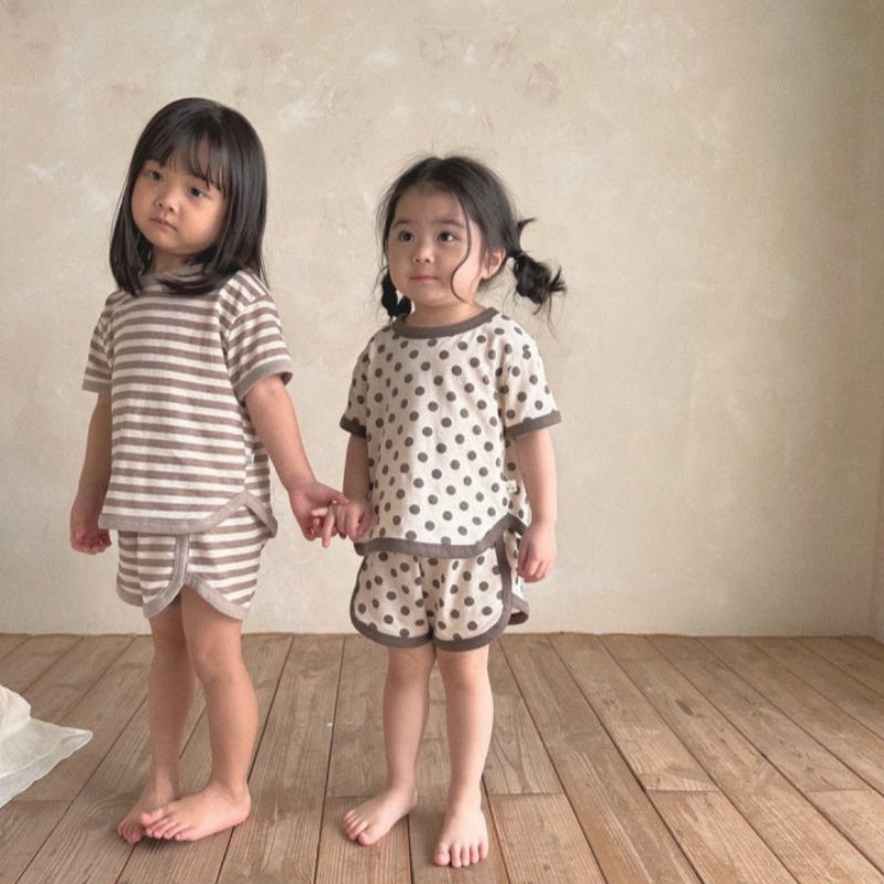 【BABY&KID】夏新作 ボーダー、ドットセットアップSK091215
