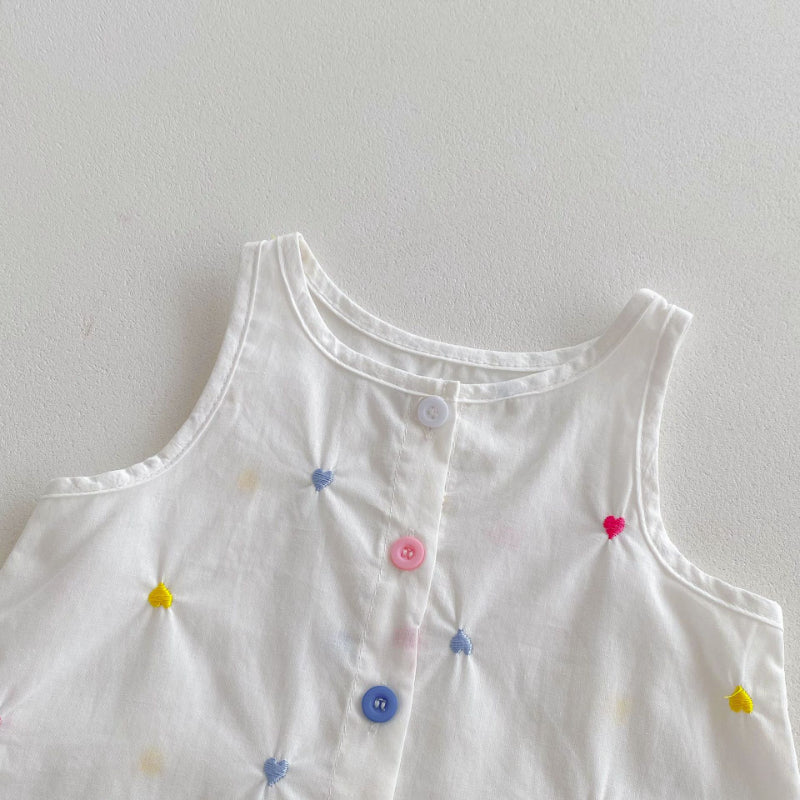 【BABY】夏新作 カラフルハート刺繍セットアップSK092214