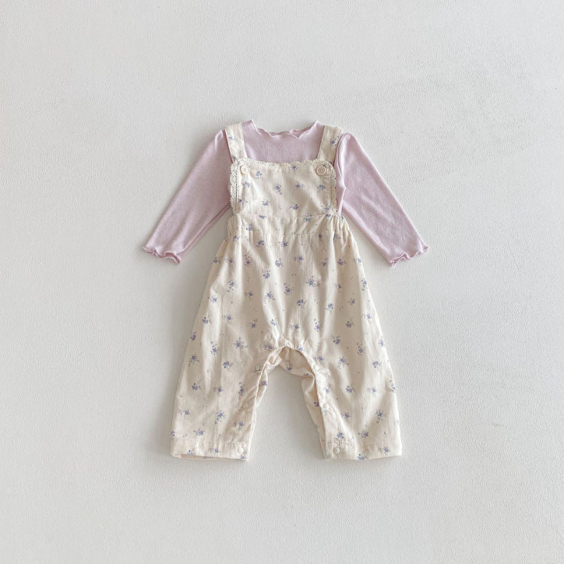 【BABY】小花柄サロペット&ソフトTシャツSK100729