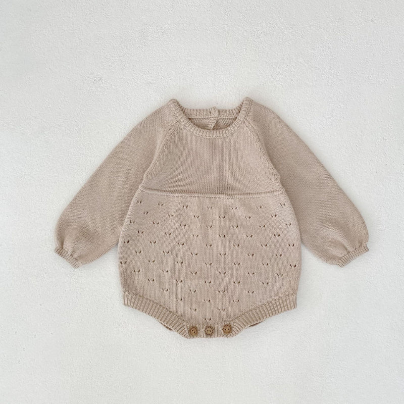 【BABY】透かし編みニットロンパースSK100605