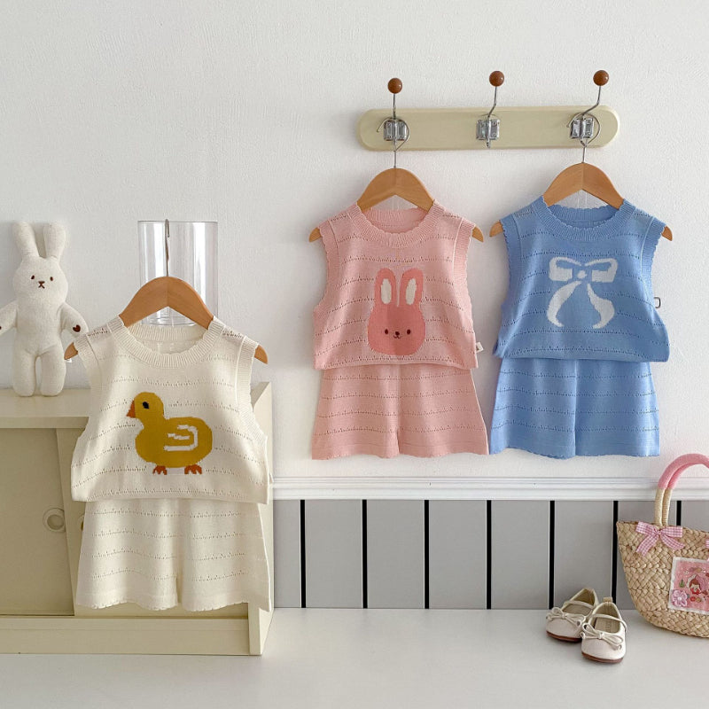 【BABY&KID】夏新作 カートゥーンニットノースリーブセットアップSK072007