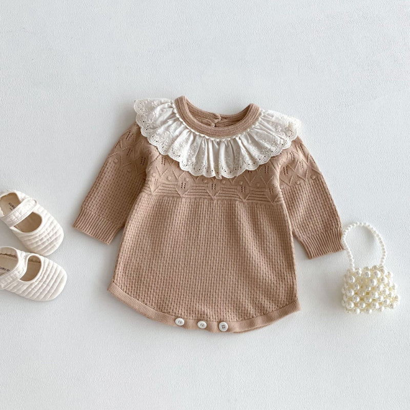 【BABY】レース襟ニットロンパースSK100306