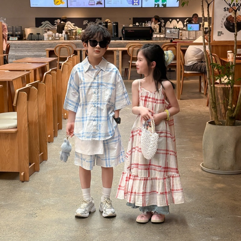 【BABY&KID】夏新作 チェック柄セットアップ、ワンピースSK080519