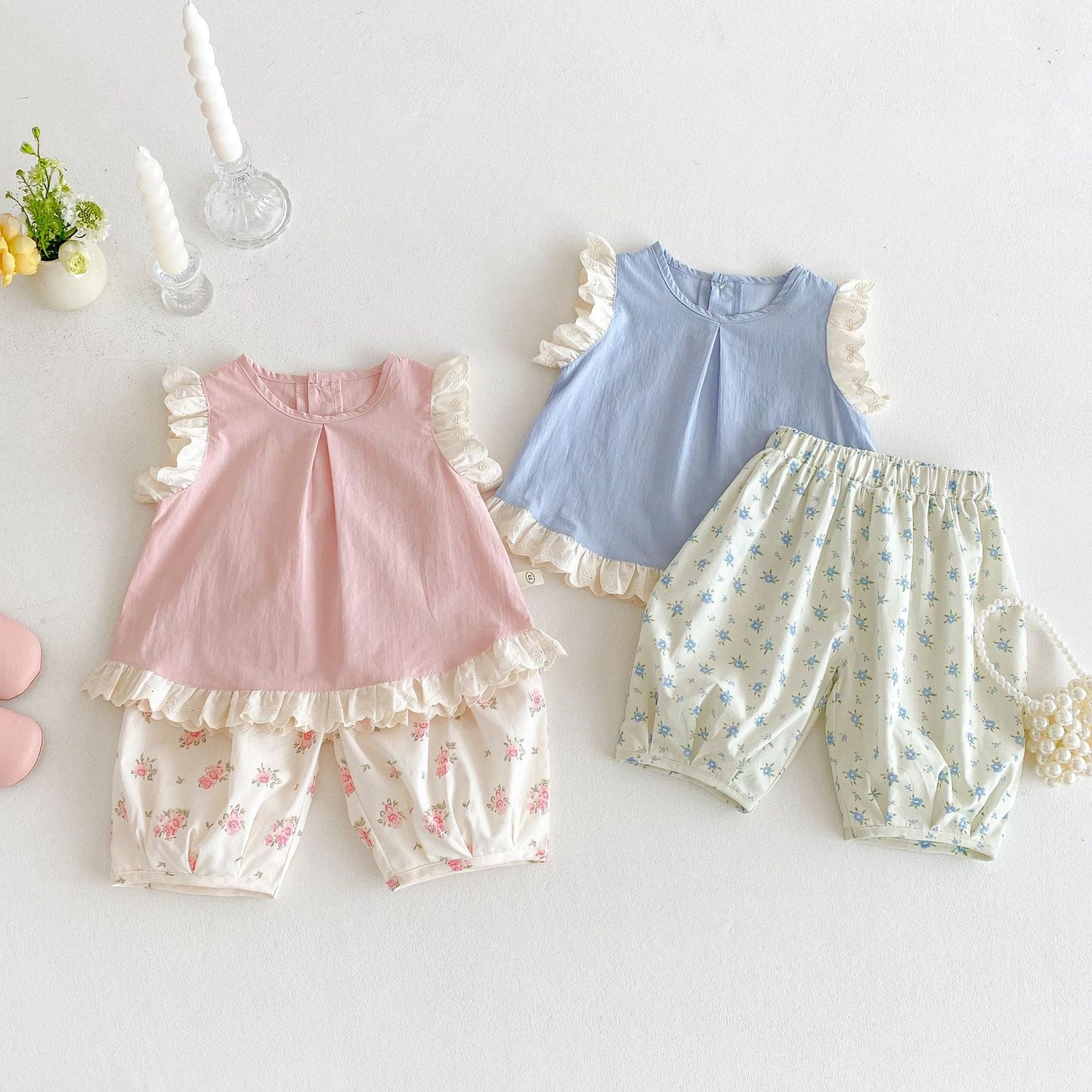 【BABY&KID】夏新作 可愛いフラワーシャツ、パンツSKO71213