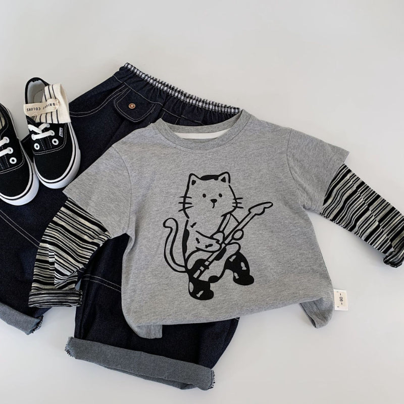 【BABY&KID】小猫柄長袖TシャツSK100529