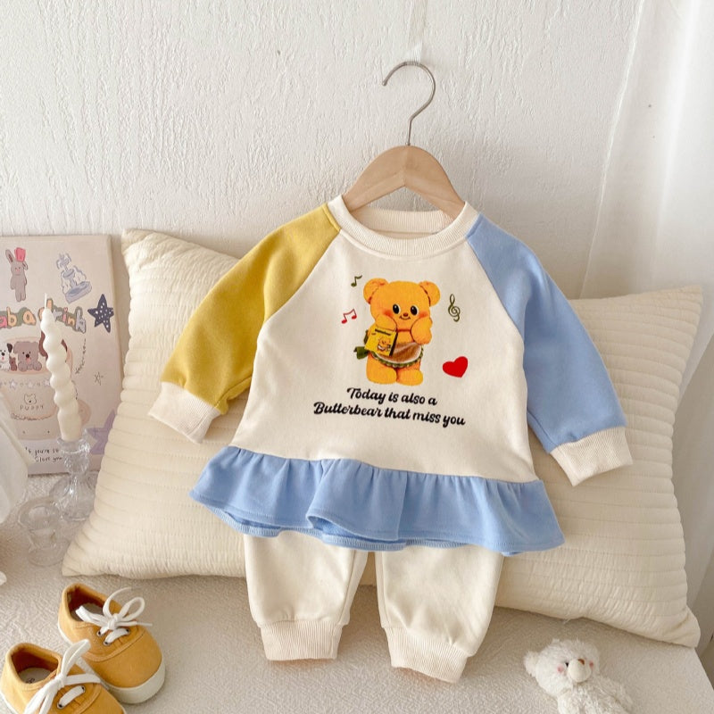 【BABY&KID】可愛いベア&英字ロゴ暖かいセットアップSK032801