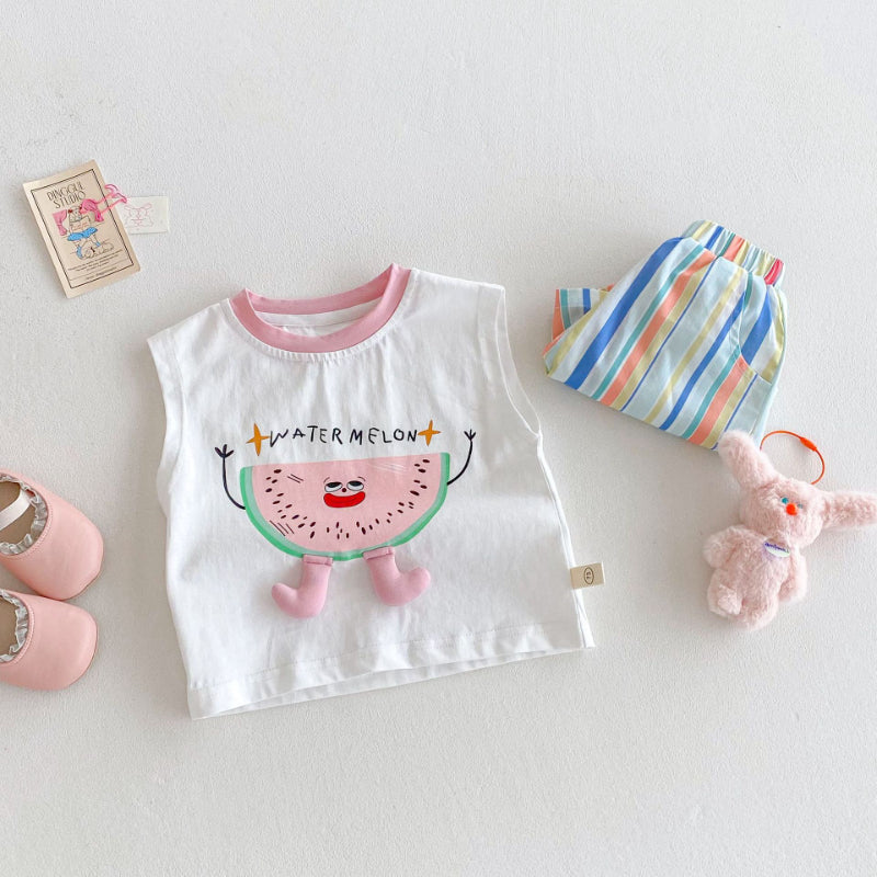 【BABY&KID】夏新作 スイカベスト、レインボーショーツSK080610