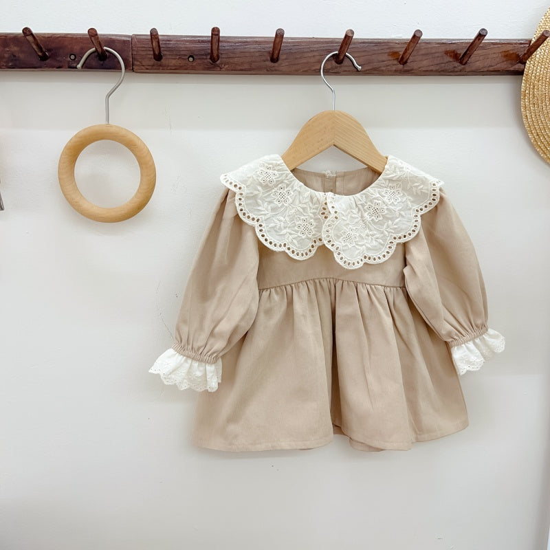 【BABY&KID】花刺繡襟ナチュラルワンピースSK050803