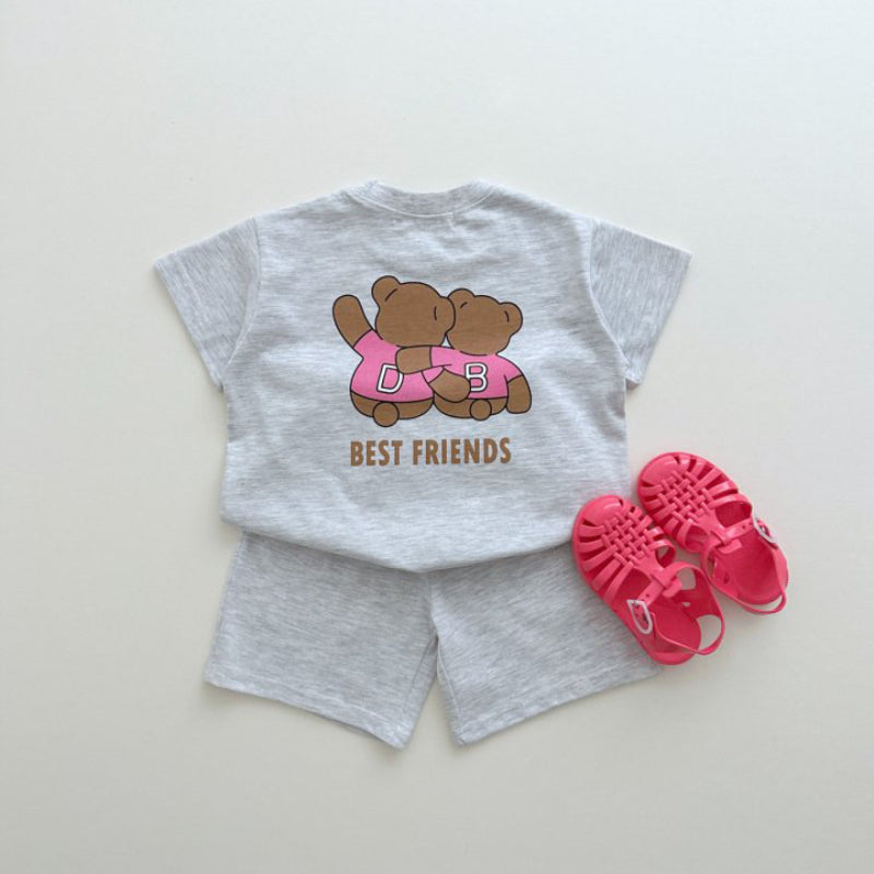 【BABY&KID】夏新作 くまロゴプリントセットアップSK091217