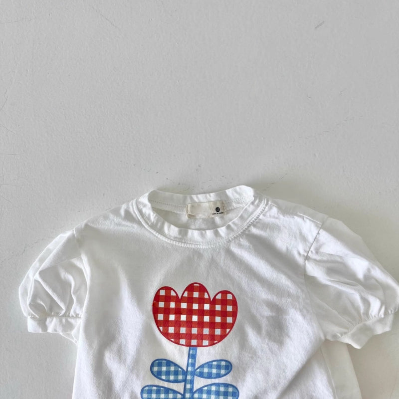 【BABY&KID】夏新作 プリントTシャツ&チェックフリルショートパンツSK082720