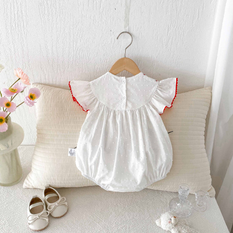 【BABY】夏新作 いちご刺繍ロンパースSK090304