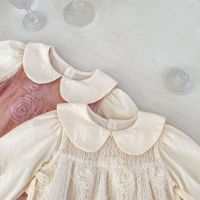 【BABY】立体フラワーロンパース2点セットSK100807