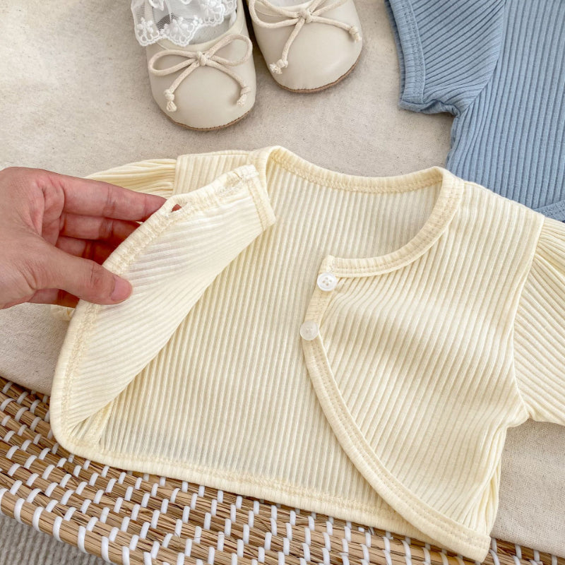 【BABY】夏新作 メッシュロンパース&カーディガンセットアップSK071908