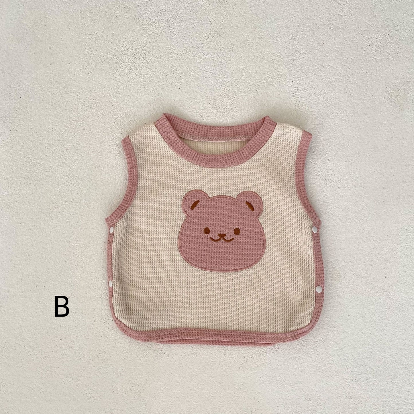 【BABY&KID】クマ柄ベスト、カジュアル無地トップス、クマ柄レギンスSK022218