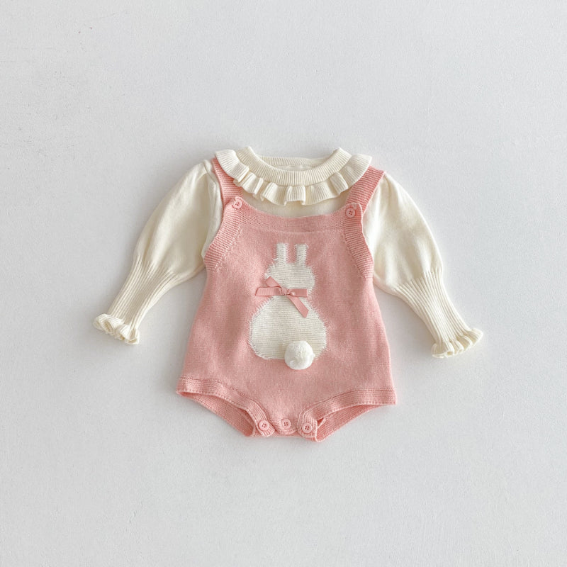 【BABY】うさぎニットキャミロンパース&丸襟ニットセーターSK092414